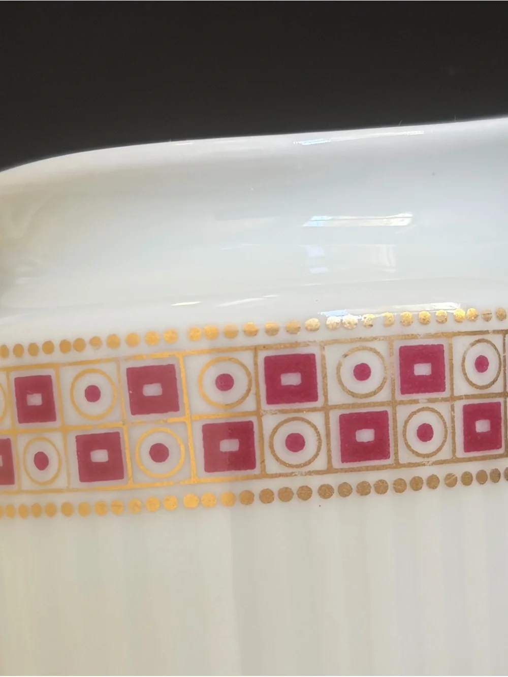 Vintage Bavarian Porcelain Creamer With Geometric Pattern Band